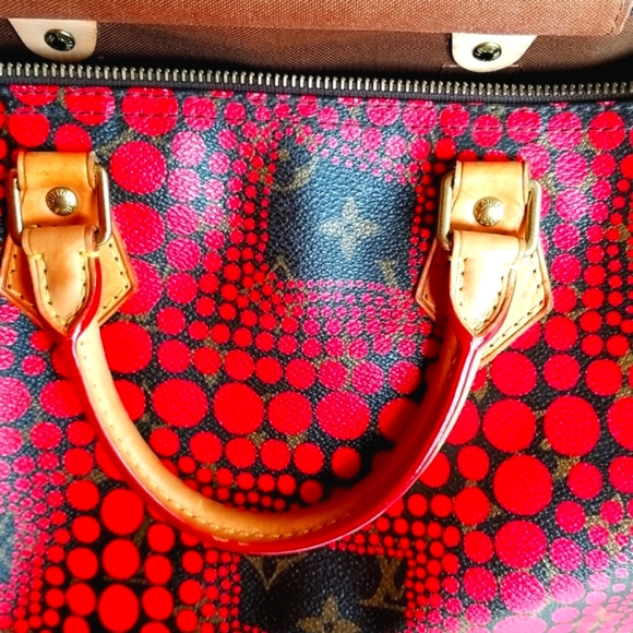 LOUIS VUITTON Speedy 30 Yayoi Kusama 2012 LTD ED Pumpkin Infinity Red Purs Bag - Picture 5 of 16